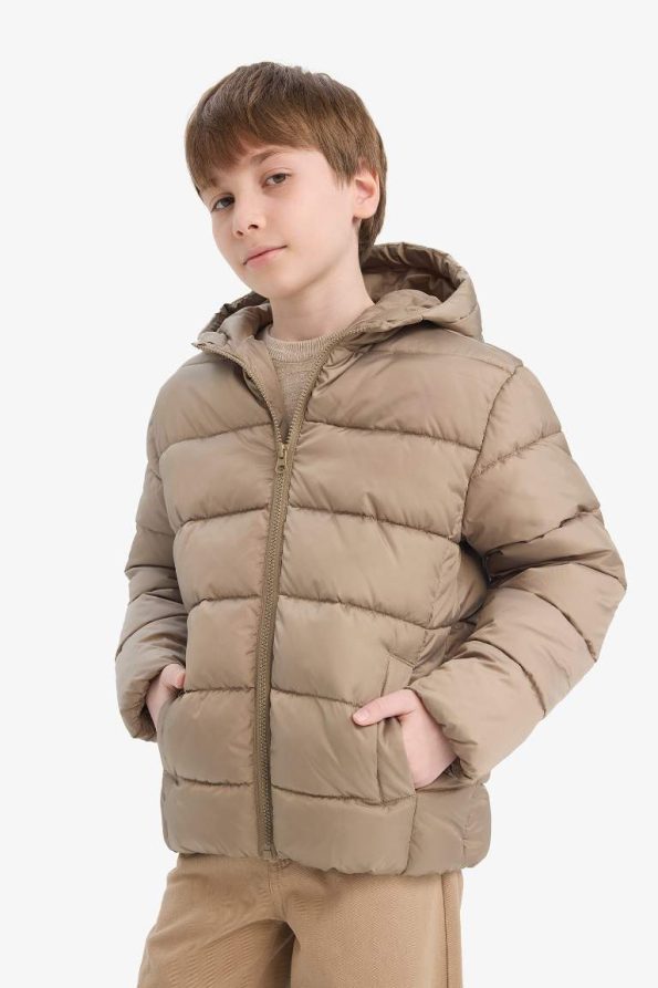Boys' Waterproof Hooded Zippered Puffer Jacket