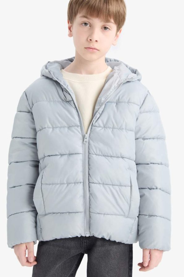 Boys' Water-Resistant Hooded Zip-Up Puffer Jacket
