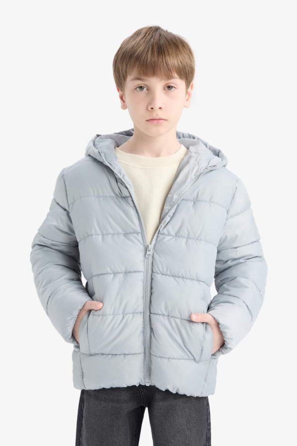Boys' Water-Resistant Hooded Zip-Up Puffer Jacket