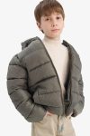 Boys' Waterproof Hooded Zip-Up Puffer Jacket