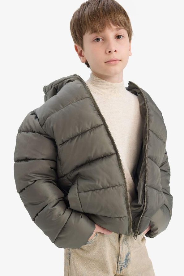 Boys' Waterproof Hooded Zip-Up Puffer Jacket