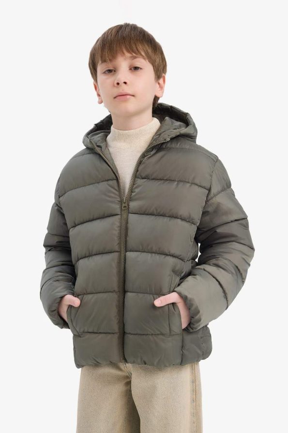 Boys' Waterproof Hooded Zip-Up Puffer Jacket