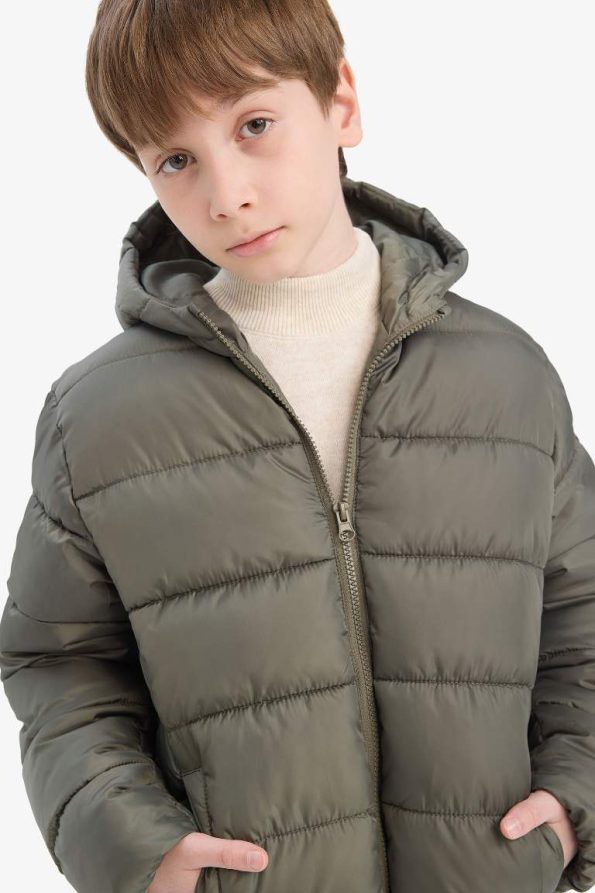 Boys' Waterproof Hooded Zip-Up Puffer Jacket