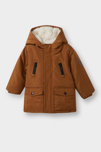 Boys' Waterproof Hooded Plush Lined Jacket
