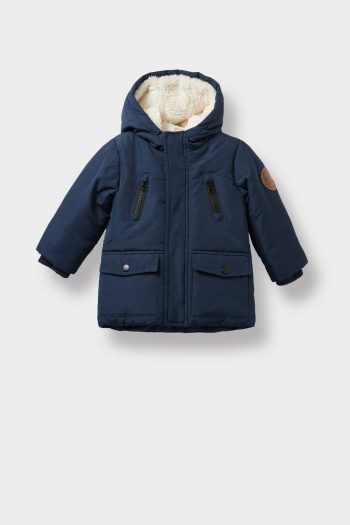Boys' Waterproof Hooded Plush Lined Jacket