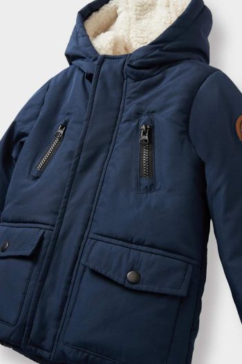 Boys' Waterproof Hooded Plush Lined Jacket