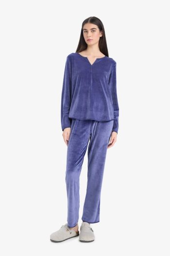 Regular Fit Long Sleeve Velour Pajama Set