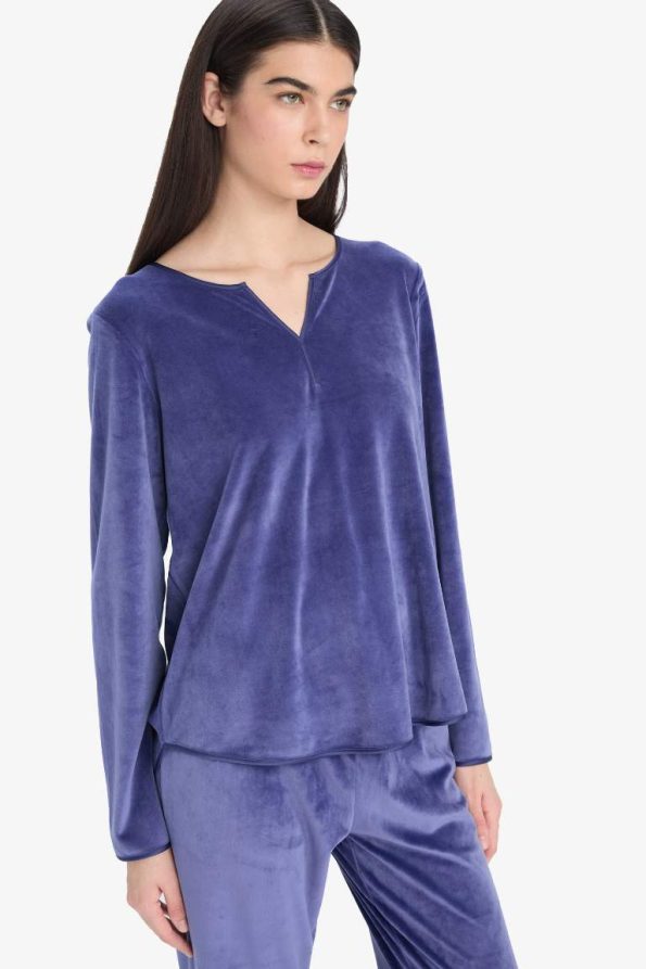 Regular Fit Long Sleeve Velour Pajama Set