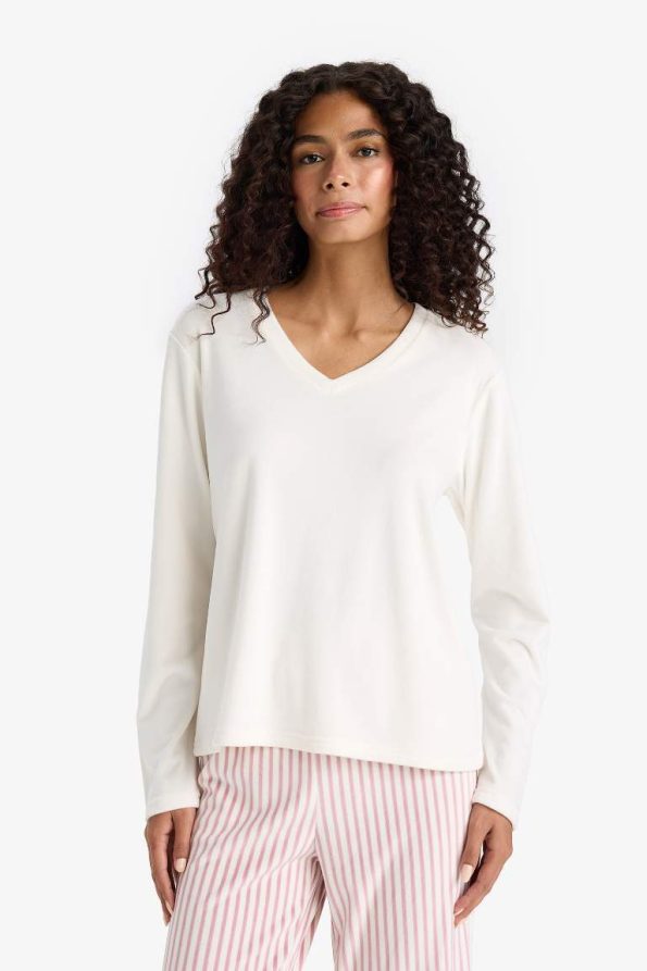 Fall in Love Striped Velour Long Sleeve Pajama Set