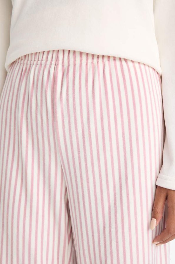 Fall in Love Striped Velour Long Sleeve Pajama Set