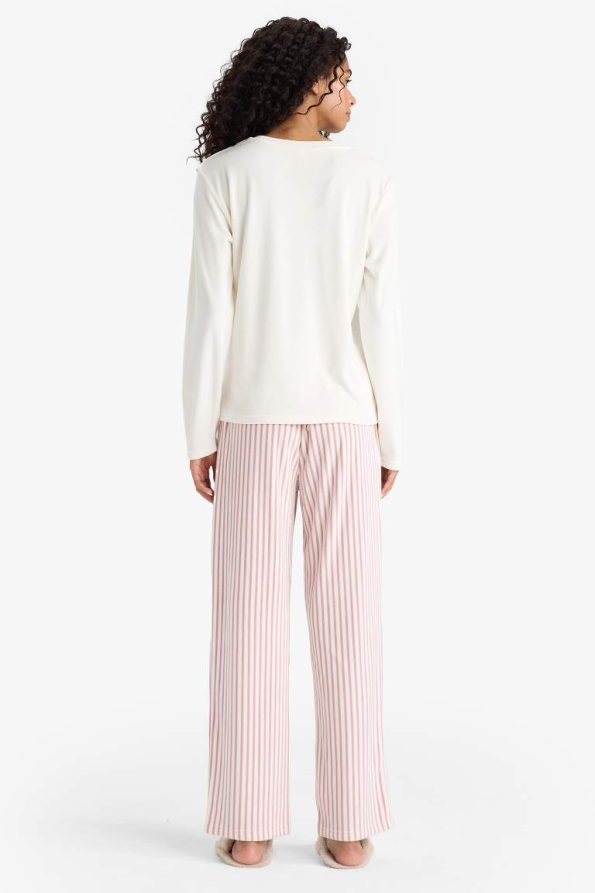 Fall in Love Striped Velour Long Sleeve Pajama Set