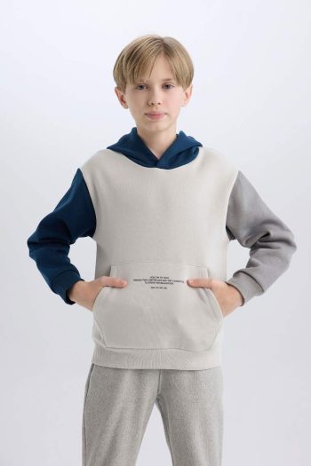 Boys' Hooded Pocket Print Sweatshirt
