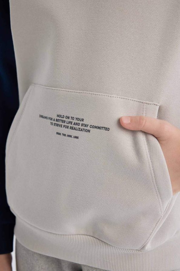 Boys' Hooded Pocket Print Sweatshirt