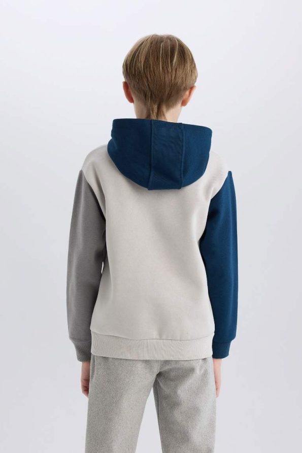 Boys' Hooded Pocket Print Sweatshirt