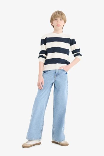 Boys' Striped Knit Sweater with Crew Neck