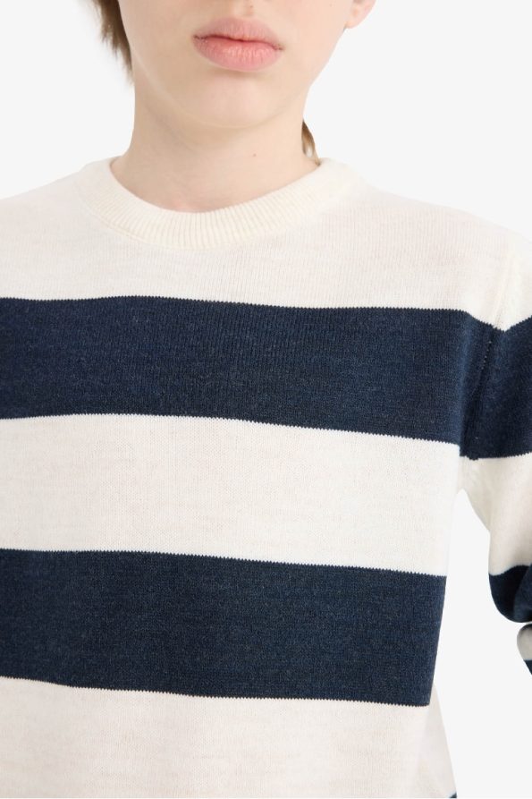 Boys' Striped Knit Sweater with Crew Neck