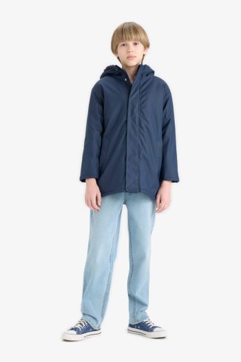 Boys' Water-Resistant Hooded Plush-Lined Raincoat