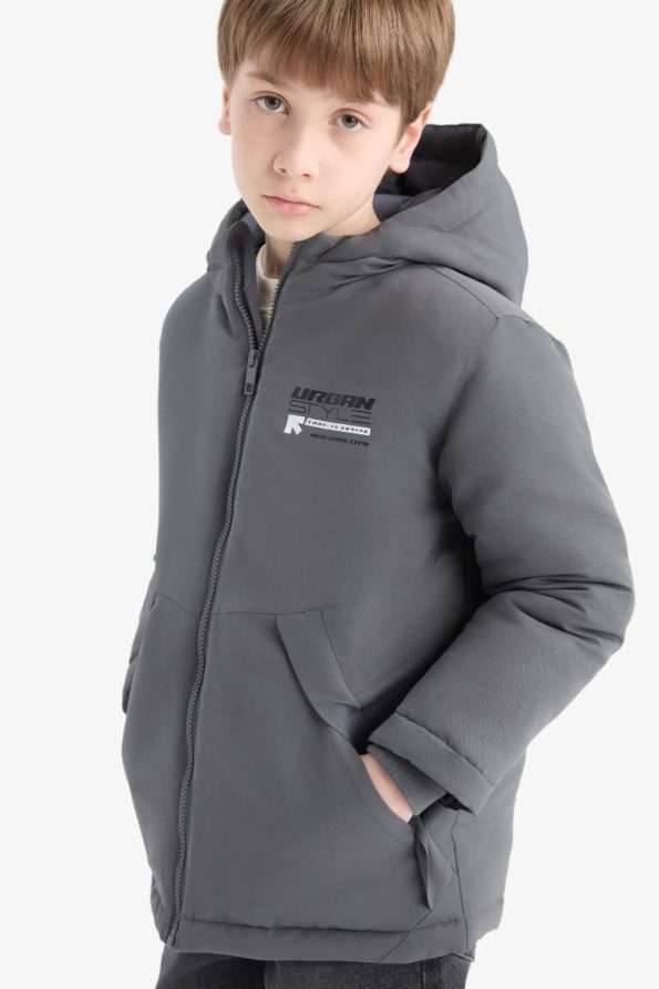 Boys' Waterproof Hooded Zip-Up Jacket with Pockets