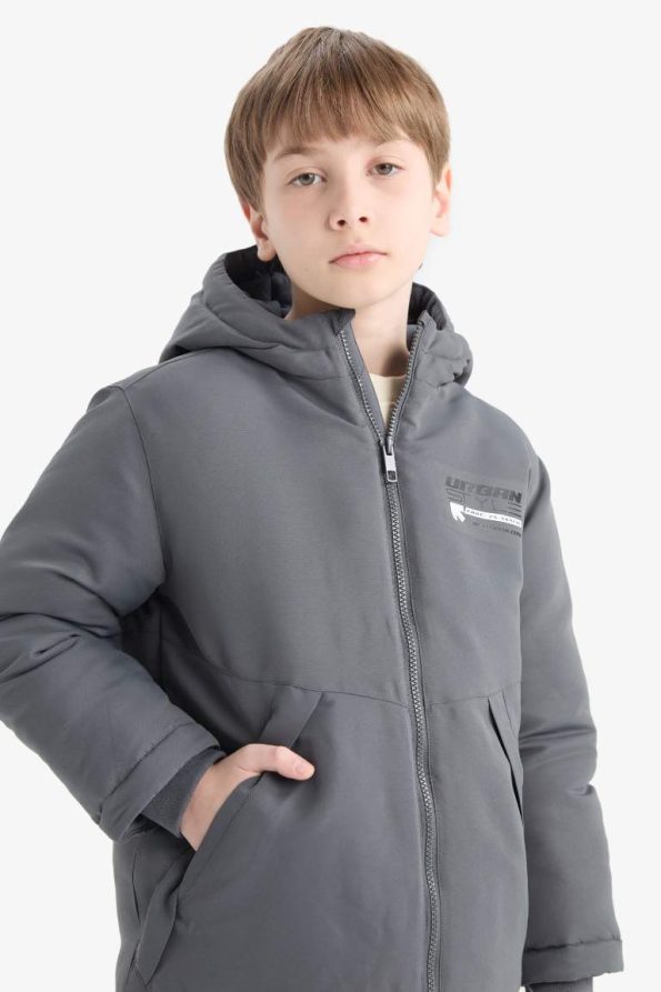 Boys' Waterproof Hooded Zip-Up Jacket with Pockets