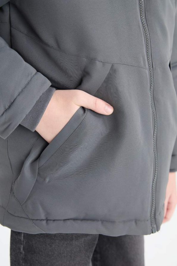 Boys' Water-Resistant Hooded Zippered Jacket with Pockets