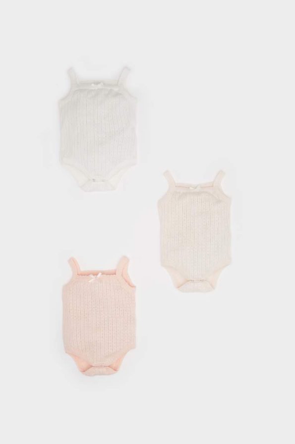 Baby Girl Newborn Square Neck 3-Pack Snap Bodysuits