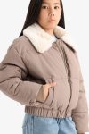 Girls' Faux Fur Collar Zip-Up Jacket