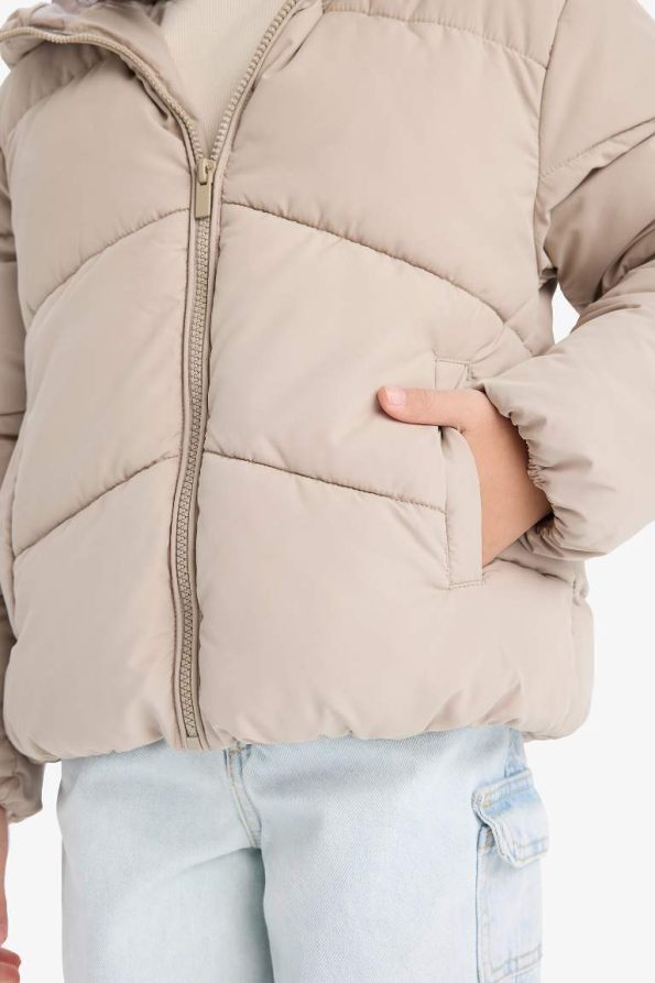 Girls' Waterproof Hooded Zip-Up Puffer Jacket