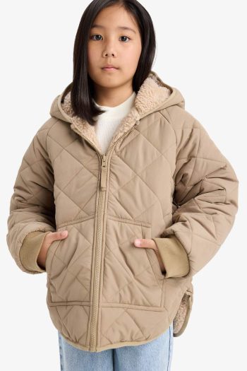 Girls' Reversible Hooded Quilted Jacket