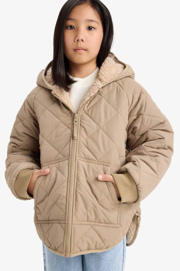 Girls' Reversible Hooded Quilted Jacket