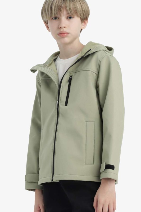 Boys' Waterproof Hooded Fleece-Lined Rain Jacket