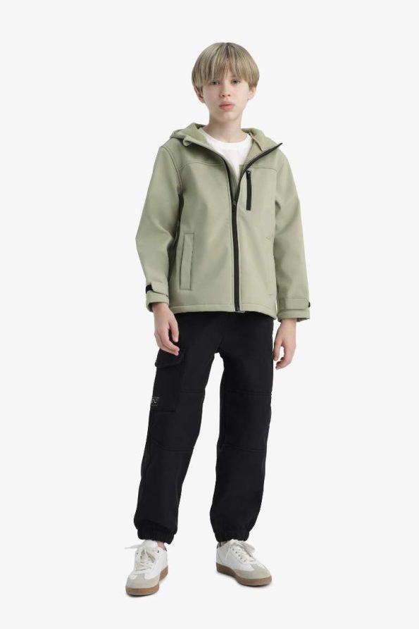 Boys' Waterproof Hooded Fleece-Lined Rain Jacket