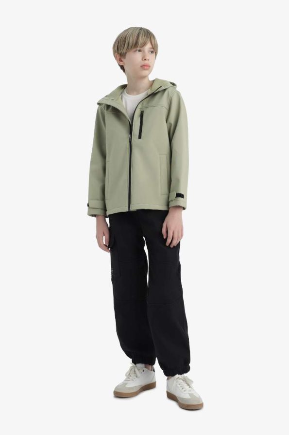 Boys' Waterproof Hooded Fleece-Lined Rain Jacket