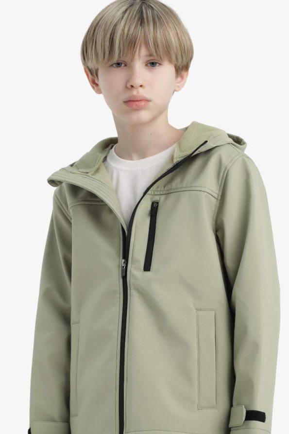 Boys' Waterproof Hooded Fleece-Lined Rain Jacket