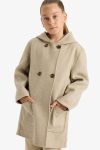 Girls' Hooded Pocketed Wool Parka
