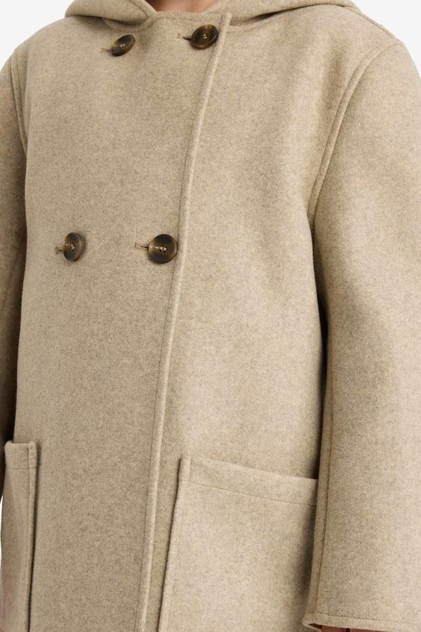Girls' Hooded Pocketed Wool Parka