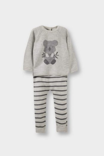 Baby Boy 2-Piece Animal Print Knit Sweater and Striped Pants