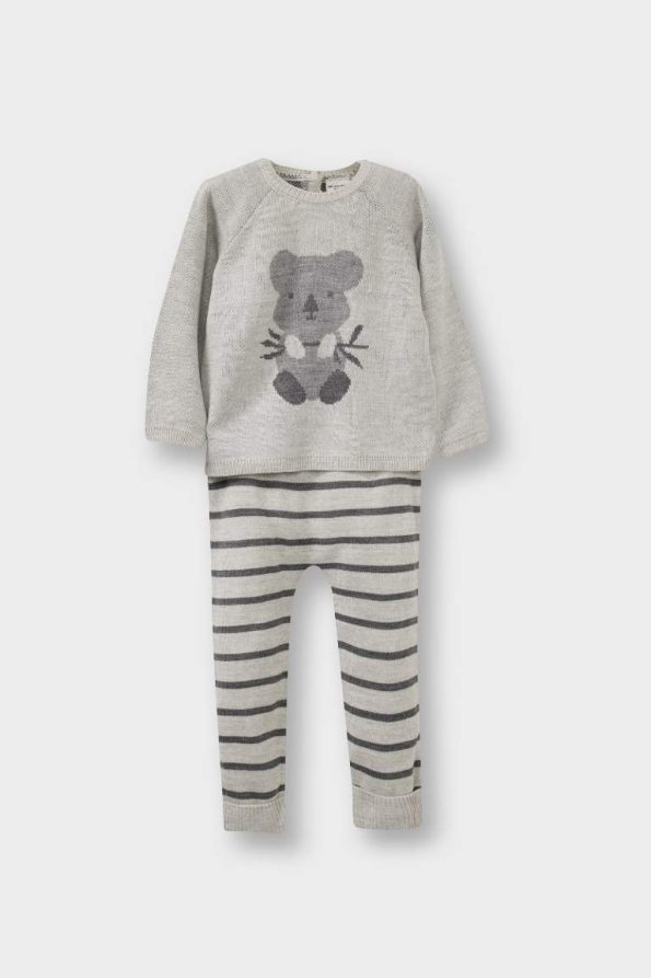 Baby Boy 2-Piece Animal Print Knit Sweater and Striped Pants