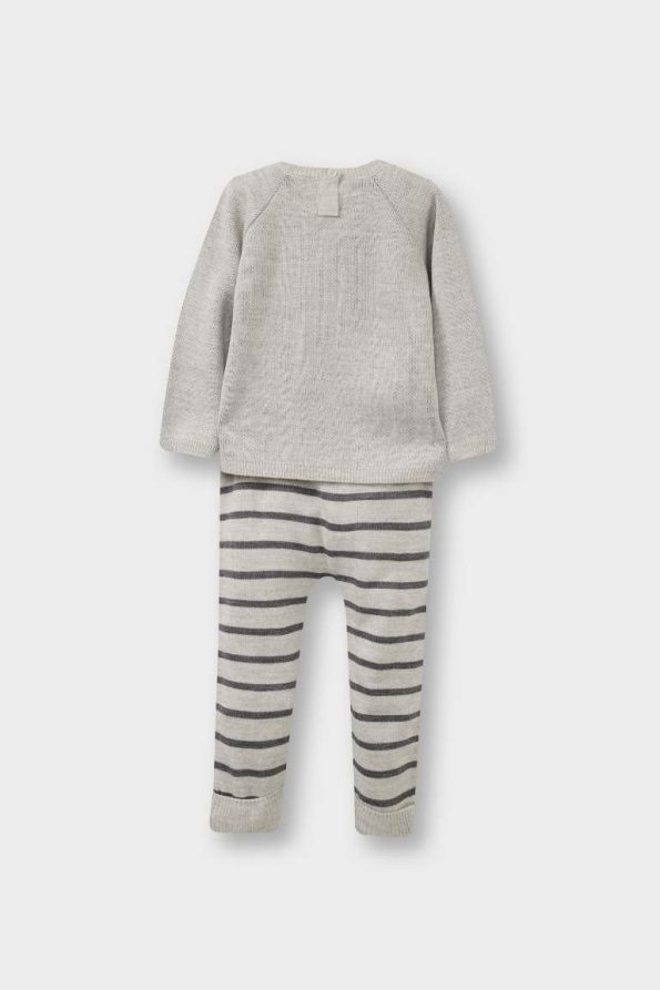 Baby Boy 2-Piece Animal Print Knit Sweater and Striped Pants