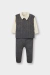 Boys' 3-Piece Set with Knit Vest, Long Sleeve Snap Bodysuit, and Trousers