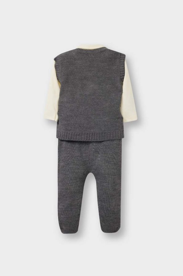 Boys' 3-Piece Set with Knit Vest, Long Sleeve Snap Bodysuit, and Trousers