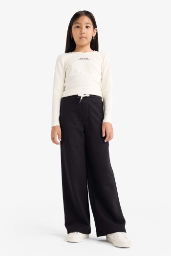 Girls' Wide Leg Elastic Waist Sweatpants