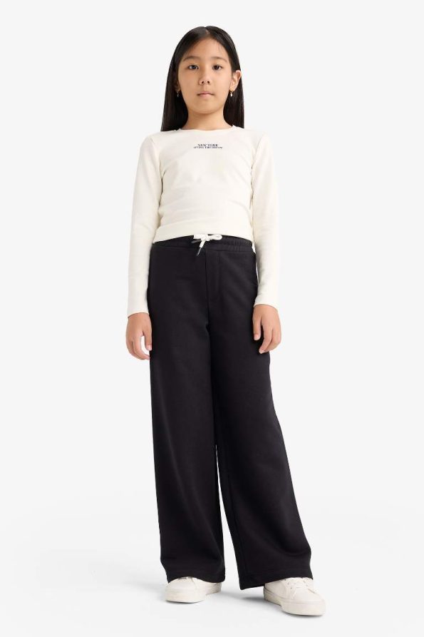 Girls' Wide Leg Elastic Waist Sweatpants