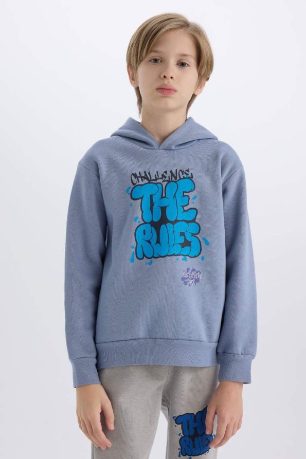 Boys' Hooded Printed Sweatshirt