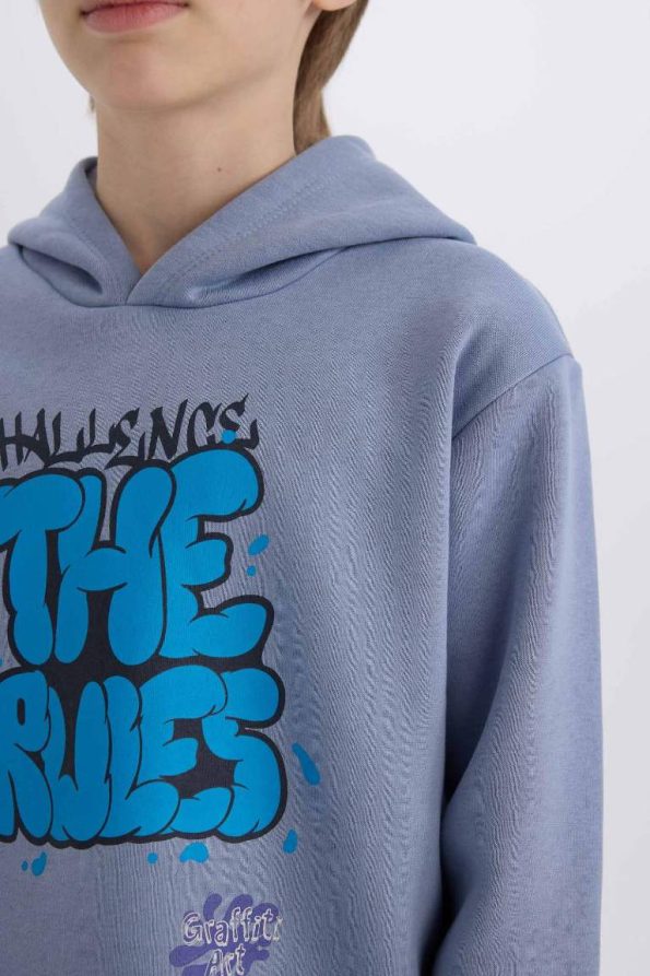 Boys' Hooded Printed Sweatshirt