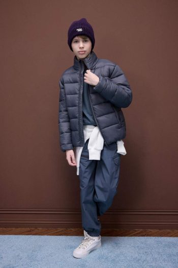 Boys' Waterproof Zippered Pocket Basic Puffer Jacket