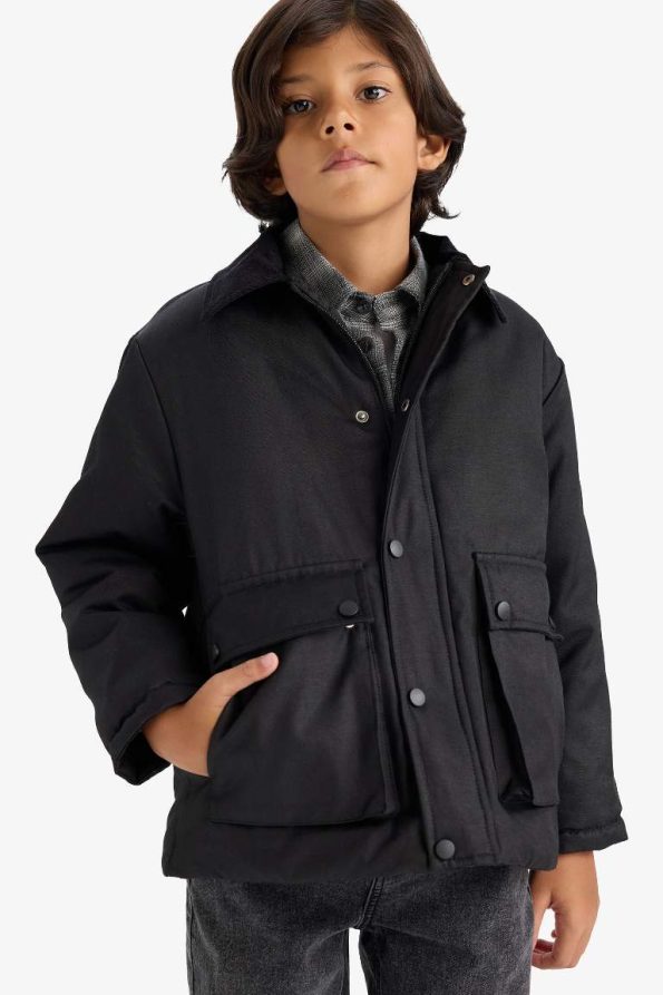 Boys' Polo Collar Snap Button Jacket