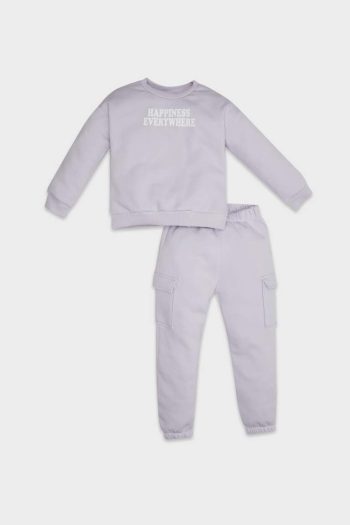 Girls' Baby 2-Piece Set Printed Sweatshirt with Elastic Waist Jogger Pants