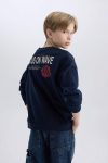 Boys' Oversized Wide Fit Crew Neck Printed Sweatshirt