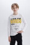 Boys' Printed Long Sleeve Crew Neck T-Shirt