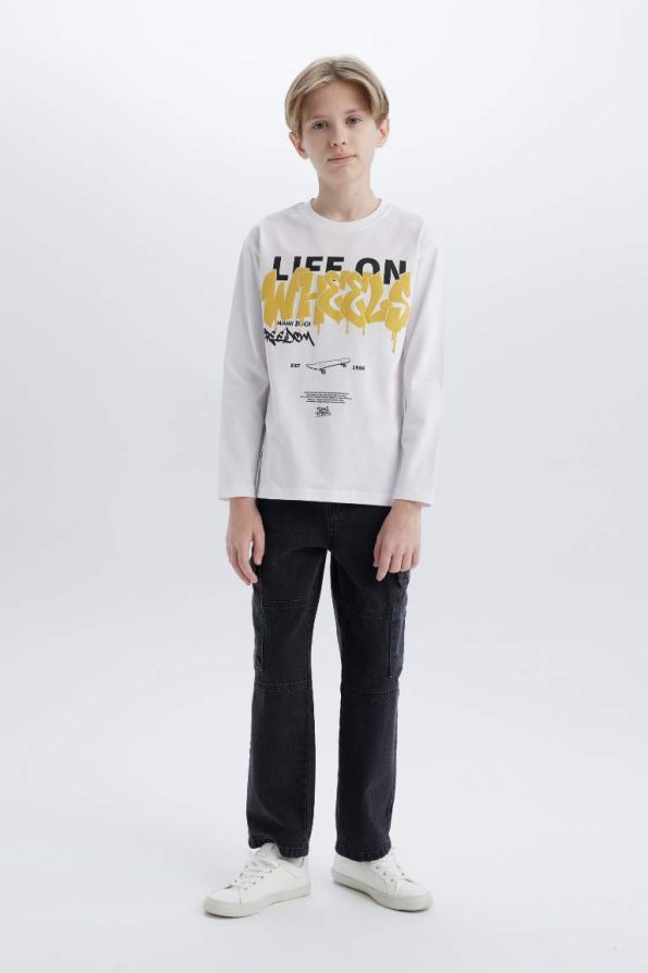 Boys' Printed Long Sleeve Crew Neck T-Shirt